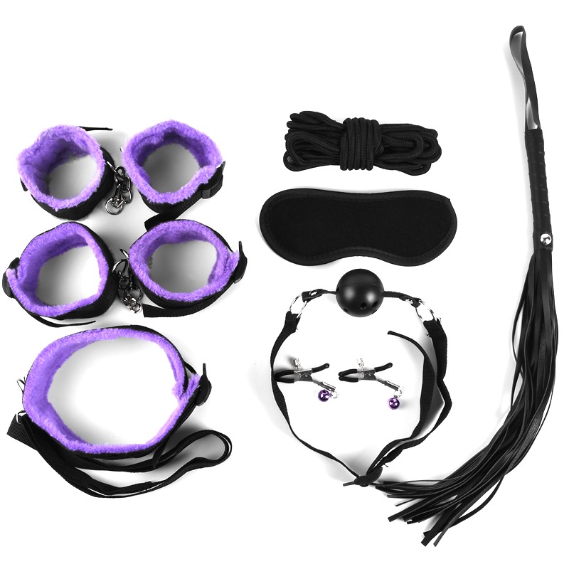 Erotic 8 Piece webbing Plush Bondage Set BDSM Bondage SM Bed Flirting Sex Toys