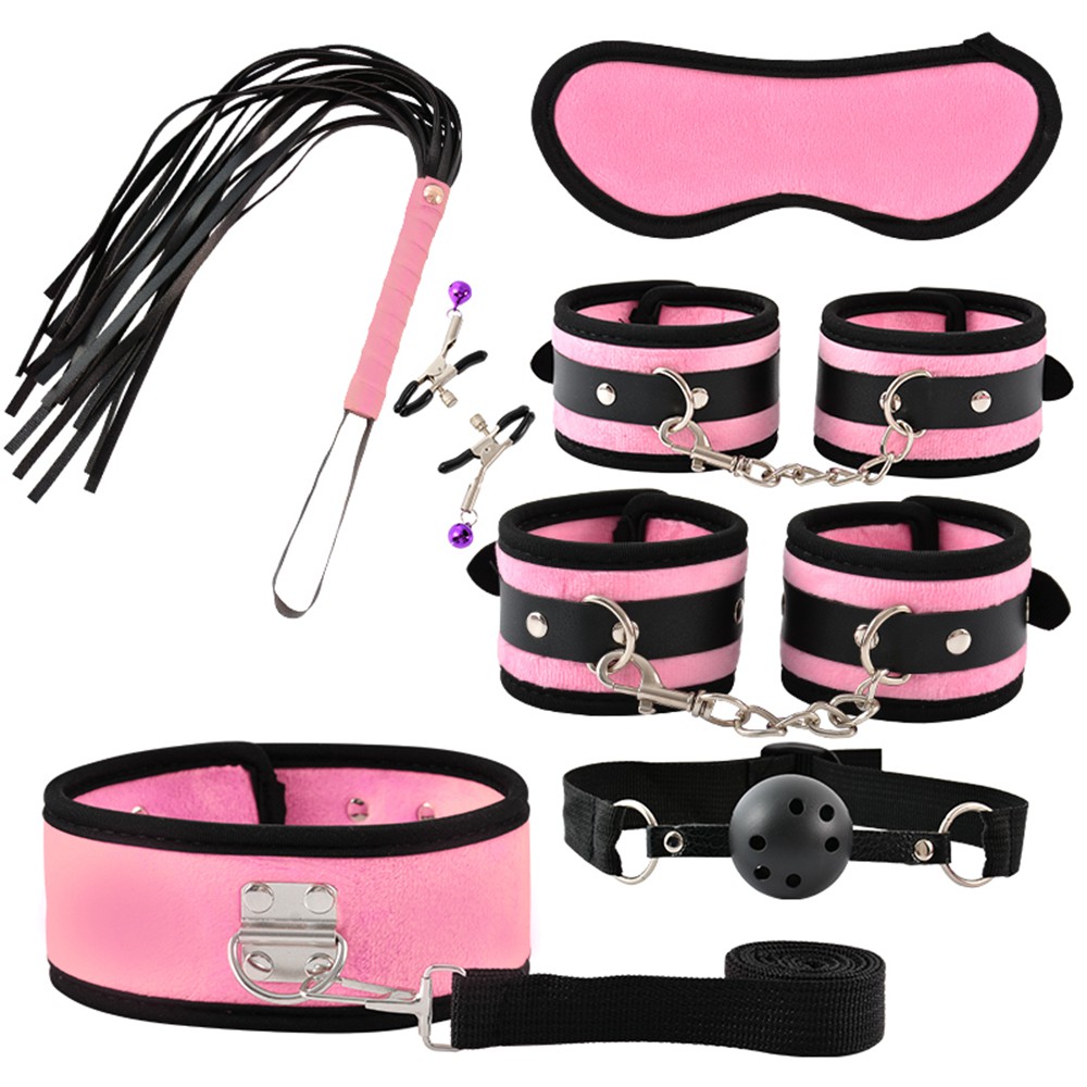 SM Adult Sex Toys Crystal Velvet Sex 7piece Set Couple Alternative Bundle Bondage Sexual Torture Supplies