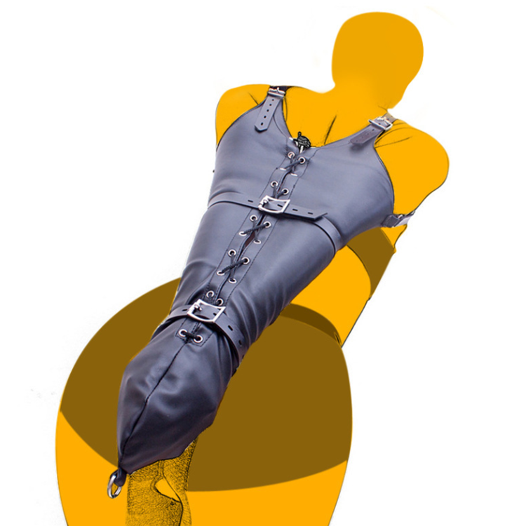 SM leather tight backhand straitjacket alternative binding bondage couple sex toys