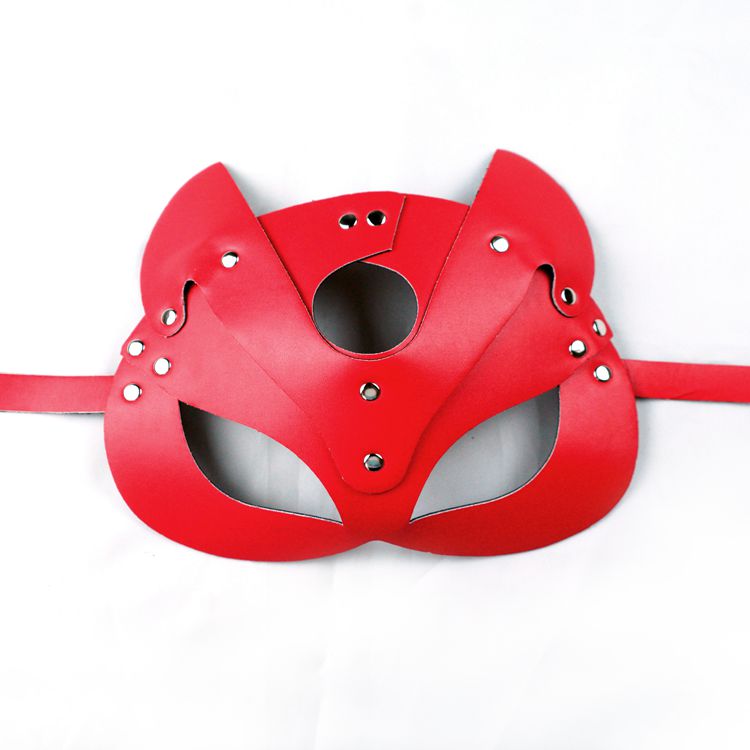 Leather fox eye mask SM adult sex toys female slave rolePlaying mask couple props