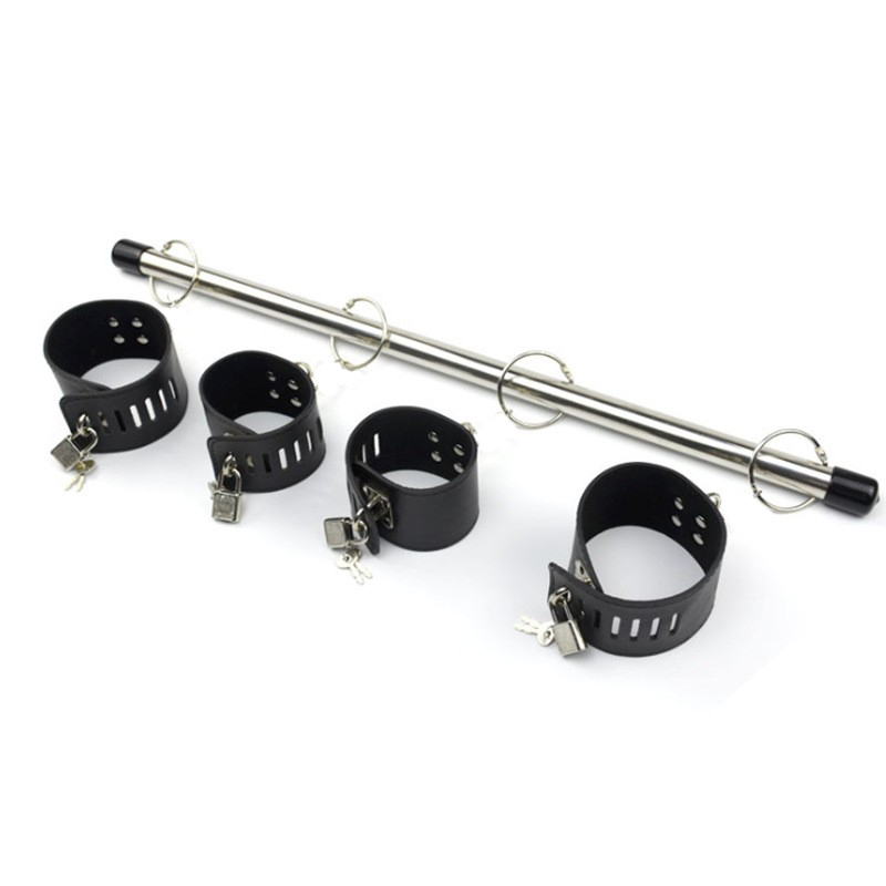 SM stainless steel tube bondage with lock handcuffs adult fun binding alternative sex products sex toys