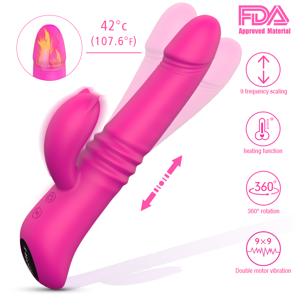 9-Speed Vibrating Large Penis Thrusting Dildo Rabbit Vibrator Sex Toy Heating Vibrator Sex Toy For Woman