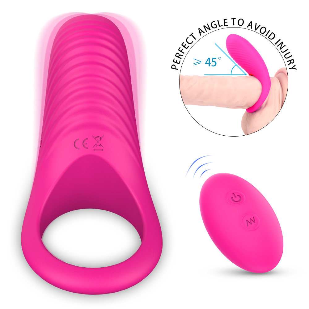 Silicone Wireless Remote Control Vibration Ring Couples Share Stimulation Delay Flirting Lock Ring