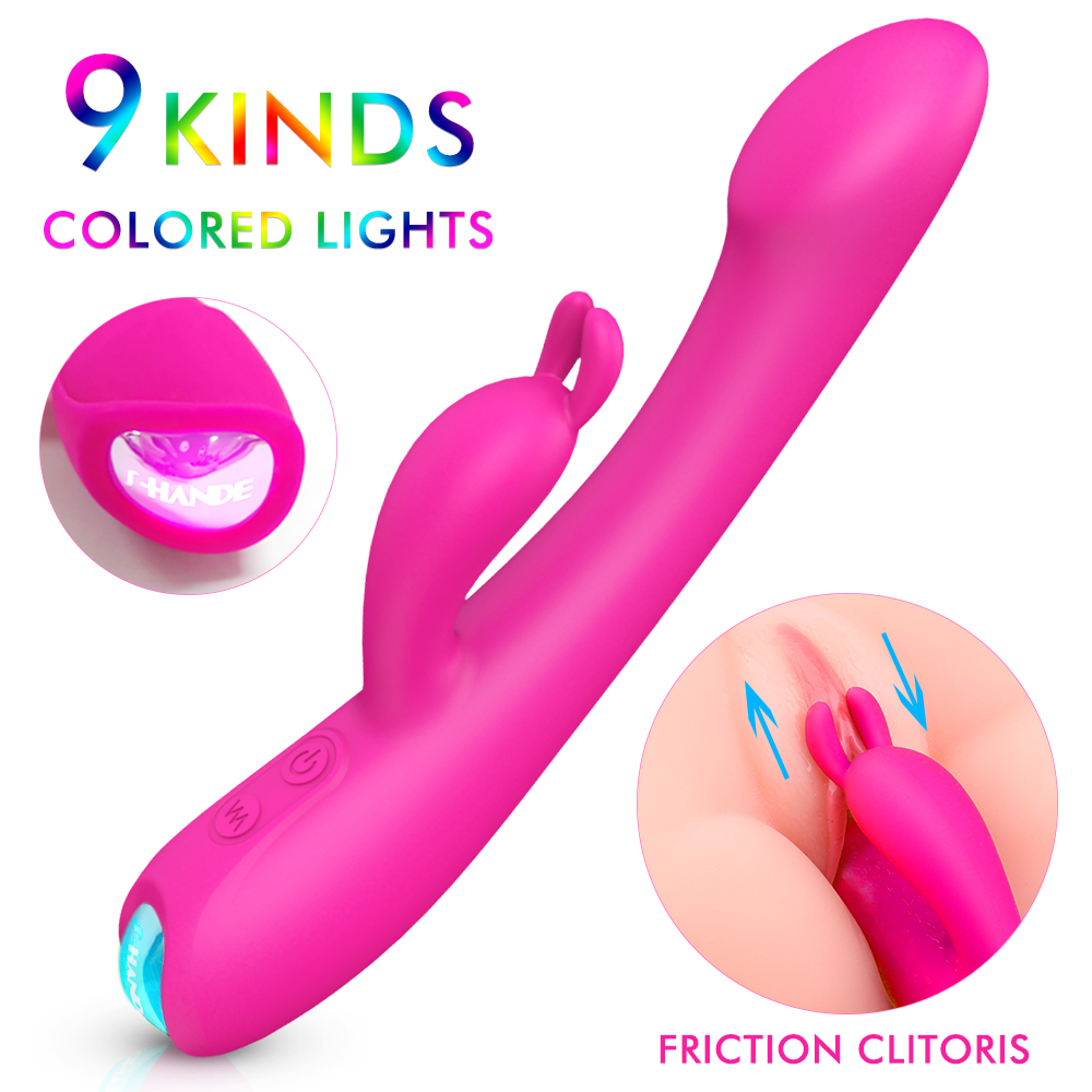 Rabbit Vibrator Massager with 9 Pulsation Patterns, FDA Approved Medical Grade Silicone, Latex-Free Phthalate-Free, IPX7 Waterproof, USB Magnetic Charger